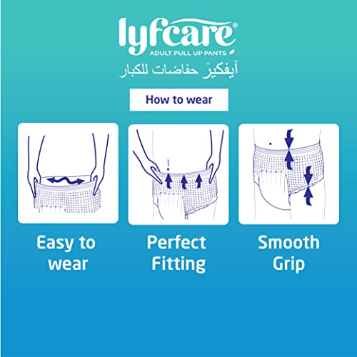 Lyfcare Adult Diapers Large Size (L) - 20 Units (Pack of 2) | Unisex Diapers Pants Style | Waist (75-100 cm) | Wetness Indicator, Super Absorb, 360° Protection & 0% Leakage | For Men & Women - Image 4