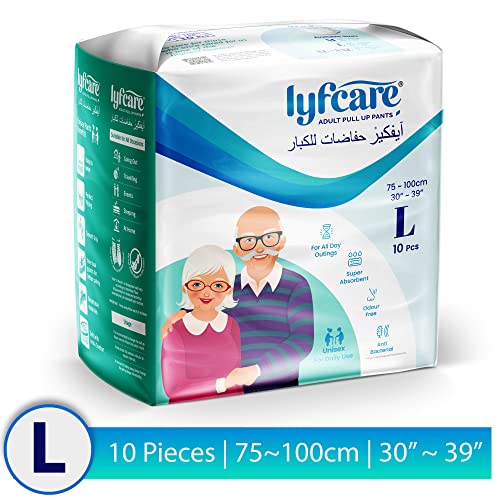 Lyfcare Adult Diapers Large Size (L) - 20 Units (Pack of 2) | Unisex Diapers Pants Style | Waist (75-100 cm) | Wetness Indicator, Super Absorb, 360° Protection & 0% Leakage | For Men & Women - Image 2