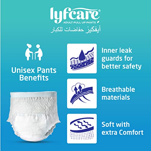 Lyfcare Adult Diapers Large Size (L) - 20 Units (Pack of 2) | Unisex Diapers Pants Style | Waist (75-100 cm) | Wetness Indicator, Super Absorb, 360° Protection & 0% Leakage | For Men & Women - Image 5