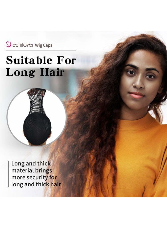 Dreamlover Black Wig Cap for Women Lace Front, Mesh Wig Cap for Long Hair, 2 Pieces  - Image 4