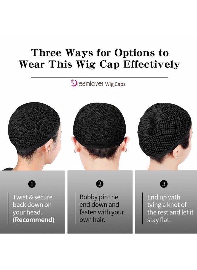 Dreamlover Black Wig Cap for Women Lace Front, Mesh Wig Cap for Long Hair, 2 Pieces  - Image 2