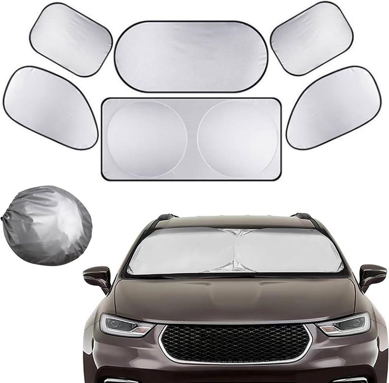 6 Pcs Car Windshield Sun Shade Set - UV Protection and Heat Insulation - Image 1