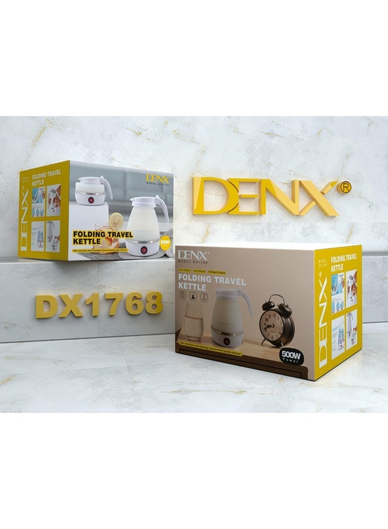 DENX Folding Travel Kettle DX1768 – 2L Stainless Steel Electric Kettle, 500W, Foldable & Portable Design with Temperature Control, White Travel Kettle for Home, Office, Camping - Image 3