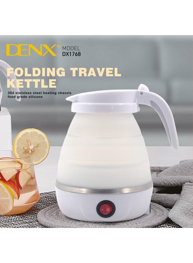 DENX Folding Travel Kettle DX1768 – 2L Stainless Steel Electric Kettle, 500W, Foldable & Portable Design with Temperature Control, White Travel Kettle for Home, Office, Camping - Image 2
