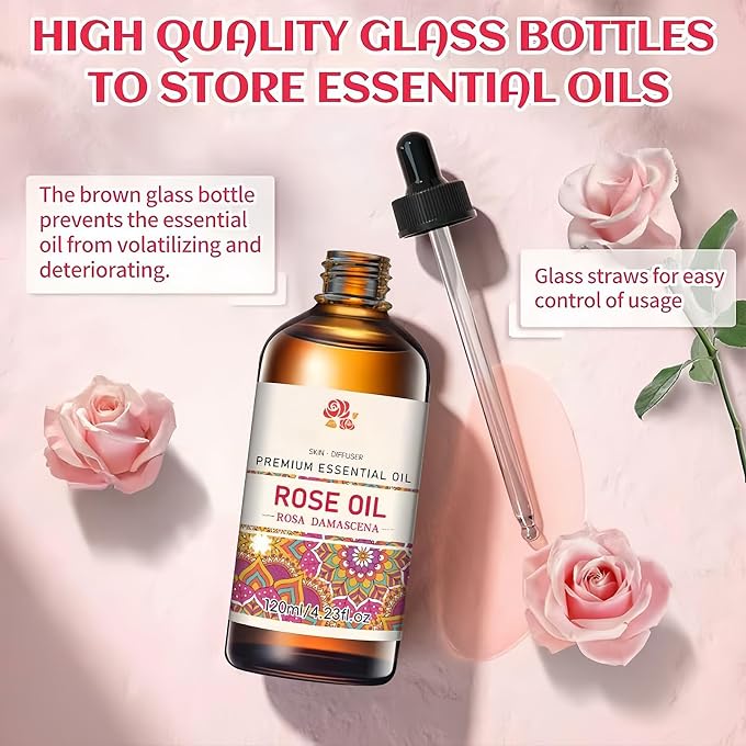 YOOJ Rose Oil for Face & Body - Anti-Aging & Scar Treatment for Dry Skin, Stretch Marks, Scalp & Nails, Natural Scented Massage Oil for Radiant Glow - Image 3