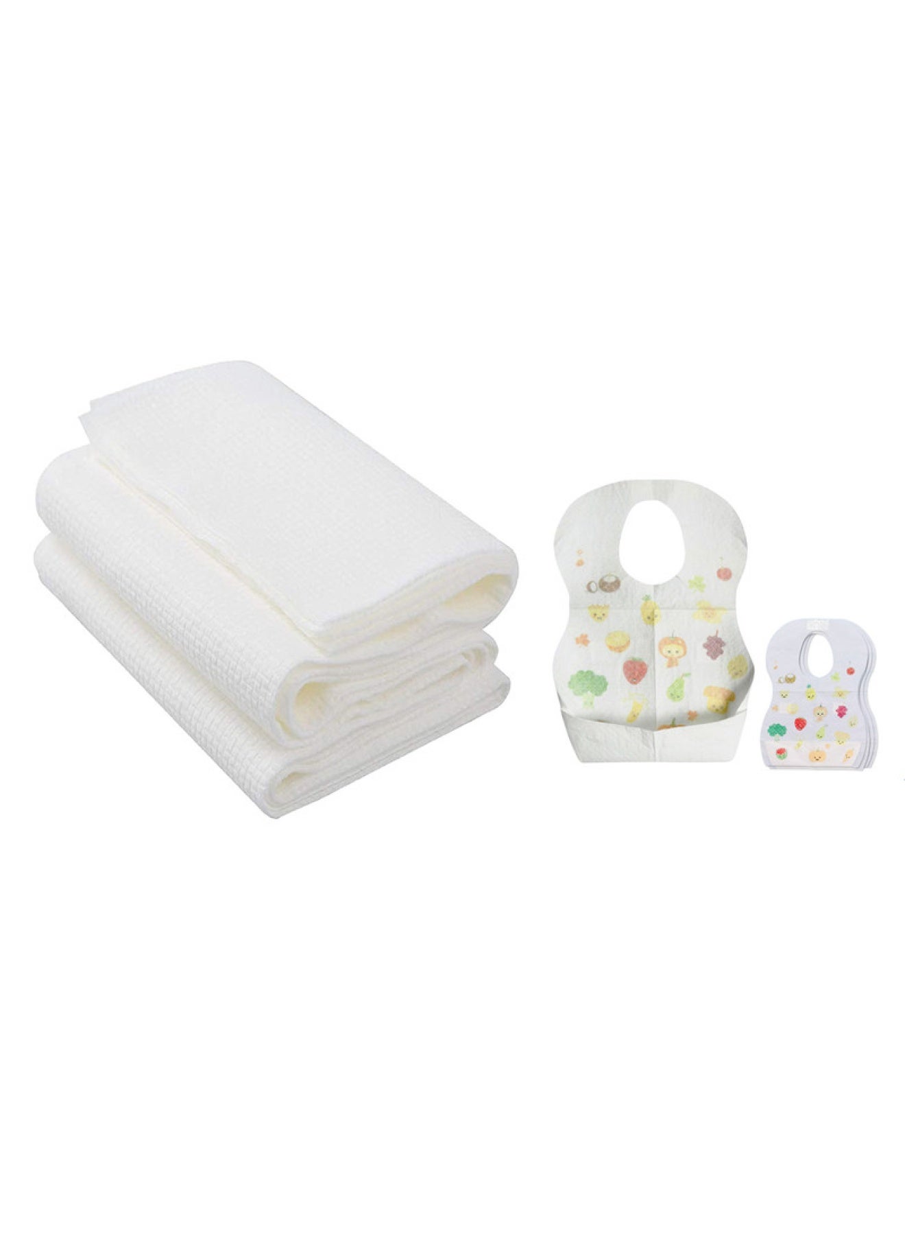 STAR BABiES Combo Pack Disposable Bibs Pack Of 20 With Disposable Towel Pack Of 3 Fruits