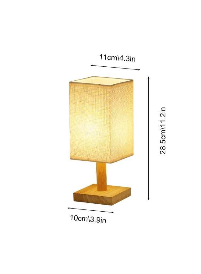 LOKIPA Wood Grain Table Lamp with Jute Shade - Eye Protection Bedside Lamp for Bedroom, Minimalist Nightstand, Desk Reading Light for Living Room, Office, Dorm, Kids Room (Warm Light, Square Shade, Wood Base) - Image 4