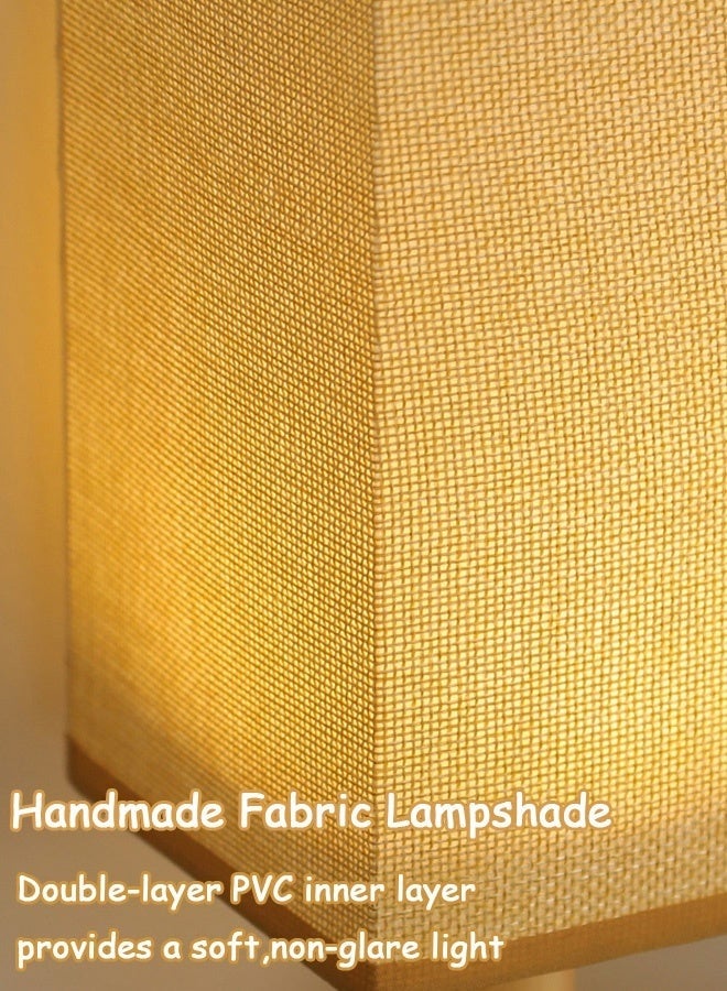 LOKIPA Wood Grain Table Lamp with Jute Shade - Eye Protection Bedside Lamp for Bedroom, Minimalist Nightstand, Desk Reading Light for Living Room, Office, Dorm, Kids Room (Warm Light, Square Shade, Wood Base) - Image 3