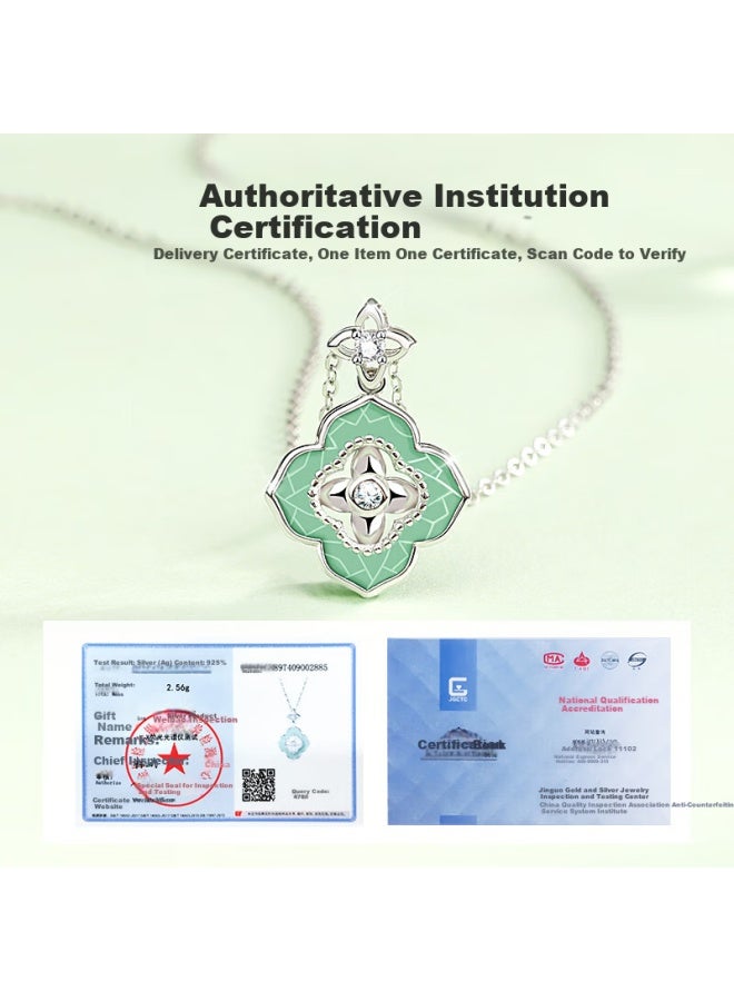 Manhe S925 Silver Four-leaf Clover Necklace Women's Pendant Gift For Wife Birthday International Women's Day Gift For Female Friends - Image 2