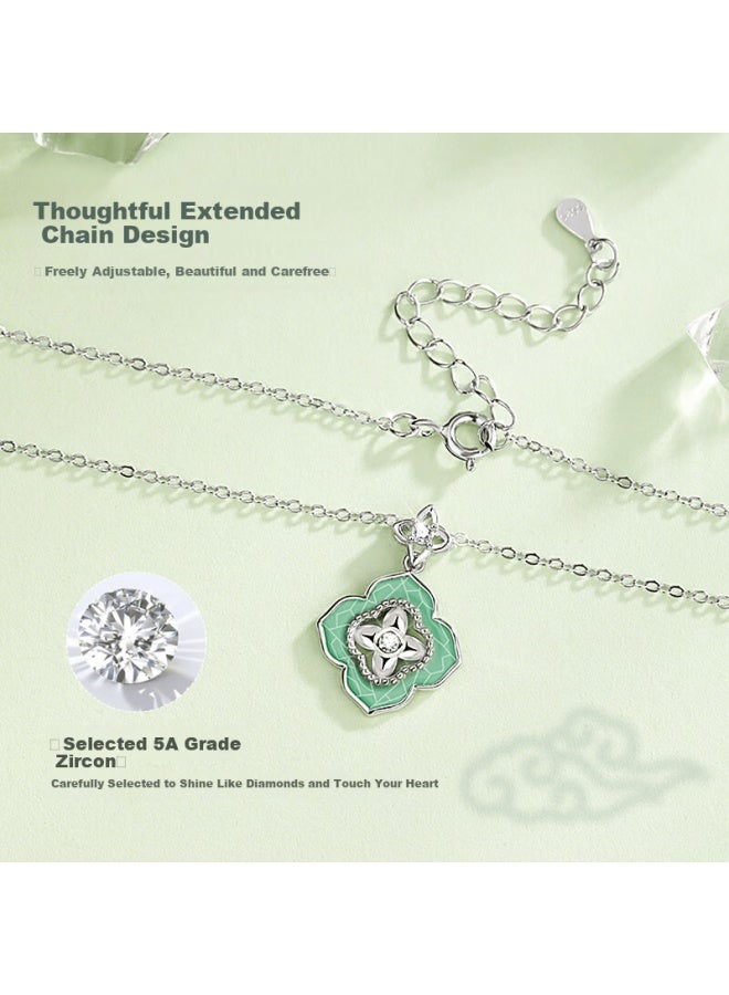 Manhe S925 Silver Four-leaf Clover Necklace Women's Pendant Gift For Wife Birthday International Women's Day Gift For Female Friends - Image 4