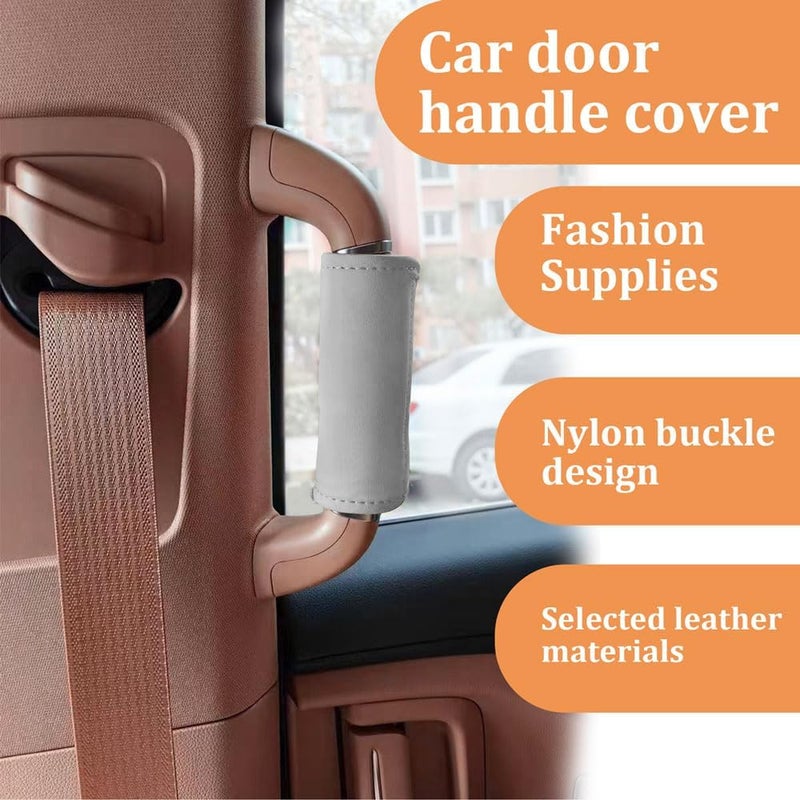 HEVLE 2PCS Car Inside Door Handle Protector, Car Handle Protector, Leather Anti-Scratch Car Handle Cover for Car Decorations, Universal Car Accessories Fits Car (Gray) - Image 4