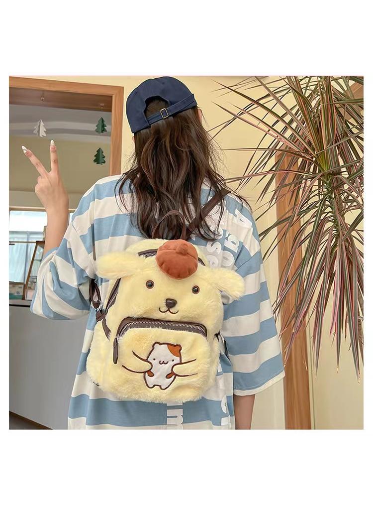 Pom Pom Purin Cartoon Plush Backpack Student Sweet Style Large Capacity Backpack Anime Backpack - Image 3