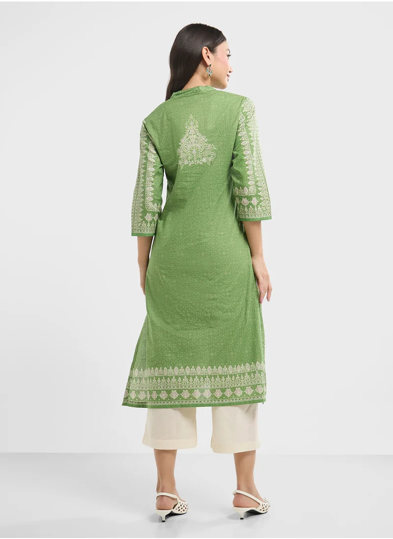 Biba V-Neck Printed Kurta