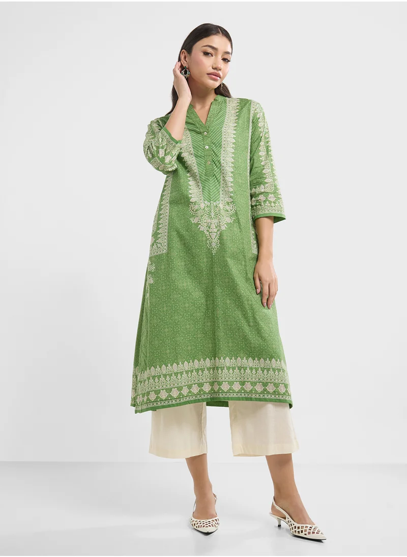Biba V-Neck Printed Kurta