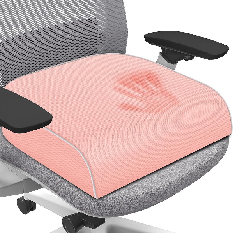 SweetSlubr Seat Cushion for Tailbone Pain Relief, Office Chair Cushion, Memory Foam Large Chair Cushion with Non-Slip Cover for Soft Support at Office Chair, Car Seat, Airplane Pink/Large - Image 1