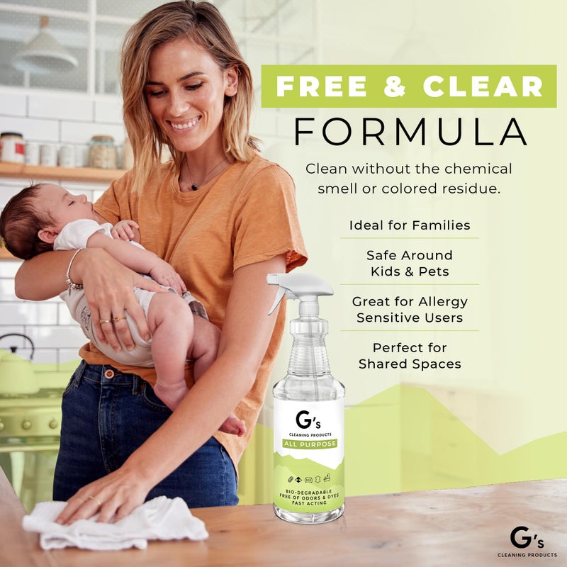 G's Cleaning Biodegradable All Purpose Cleaner - 32 oz Non-Toxic Natural Cleaning Spray - Multipurpose Cleaner Spray for Multi Surface, Kitchen, Counter Top, Furniture, Floor, Home and Household - Image 5