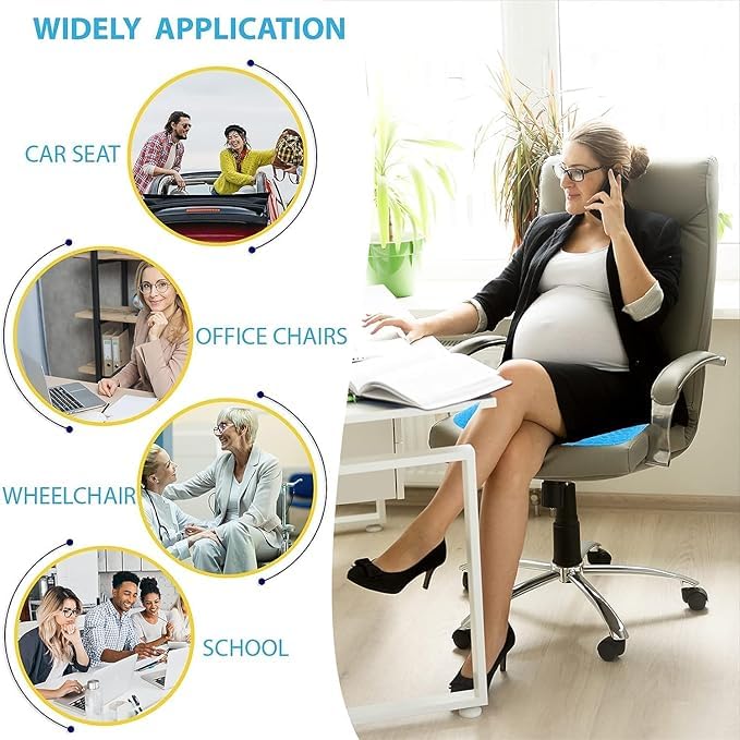 Chaher Silicone Rubber Soft Cushion Seat Pillow Seat Cushion Pad Pressure Sore Relief Ultimate Breathable Design Gel Comfort Blue - Image 5