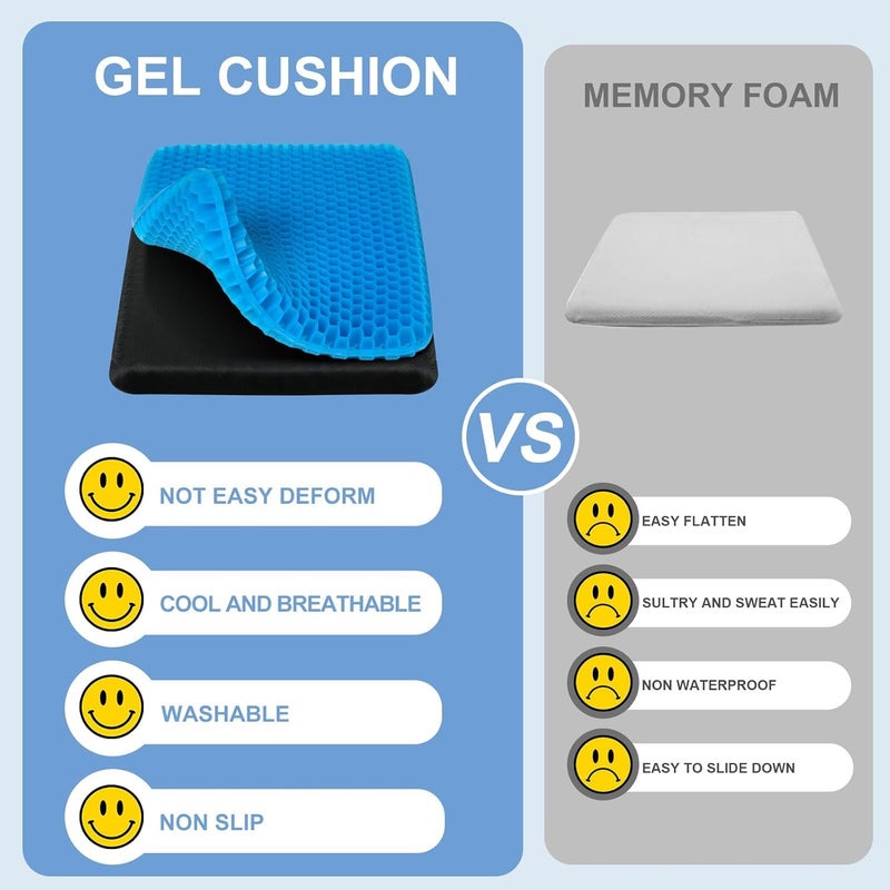 Chaher Silicone Rubber Soft Cushion Seat Pillow Seat Cushion Pad Pressure Sore Relief Ultimate Breathable Design Gel Comfort Blue - Image 4