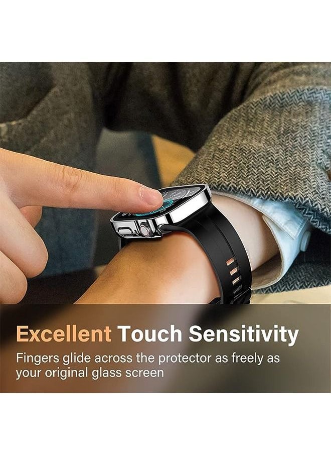 Ocean - Straight Edge Waterproof Screen Protector Case With HD Tempered Film for Apple Watch Series 8/7 45mm, Anti-Scratch Ultra-thin HD Touch Sensitive Film, Full-Screen Cover Bubble-Free Protector Silver - Image 1