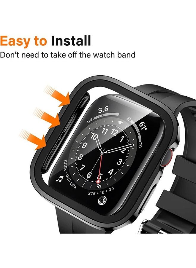 Ocean - Straight Edge Waterproof Screen Protector Case With HD Tempered Film for Apple Watch Series 8/7 45mm, Anti-Scratch Ultra-thin HD Touch Sensitive Film, Full-Screen Cover Bubble-Free Protector Silver - Image 1