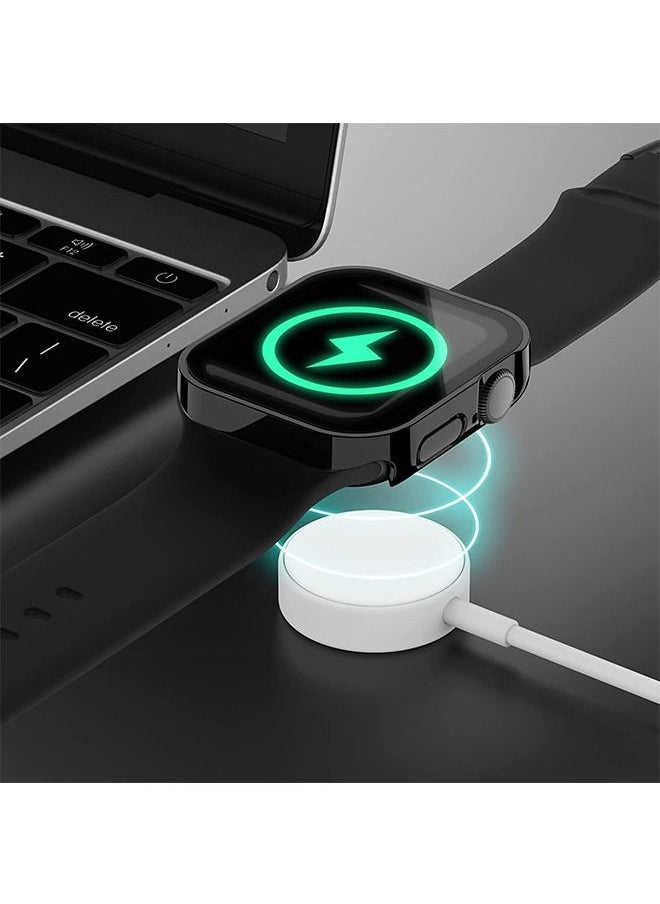 Ocean - Straight Edge Waterproof Screen Protector Case With HD Tempered Film for Apple Watch Series 8/7 45mm, Anti-Scratch Ultra-thin HD Touch Sensitive Film, Full-Screen Cover Bubble-Free Protector Silver - Image 1