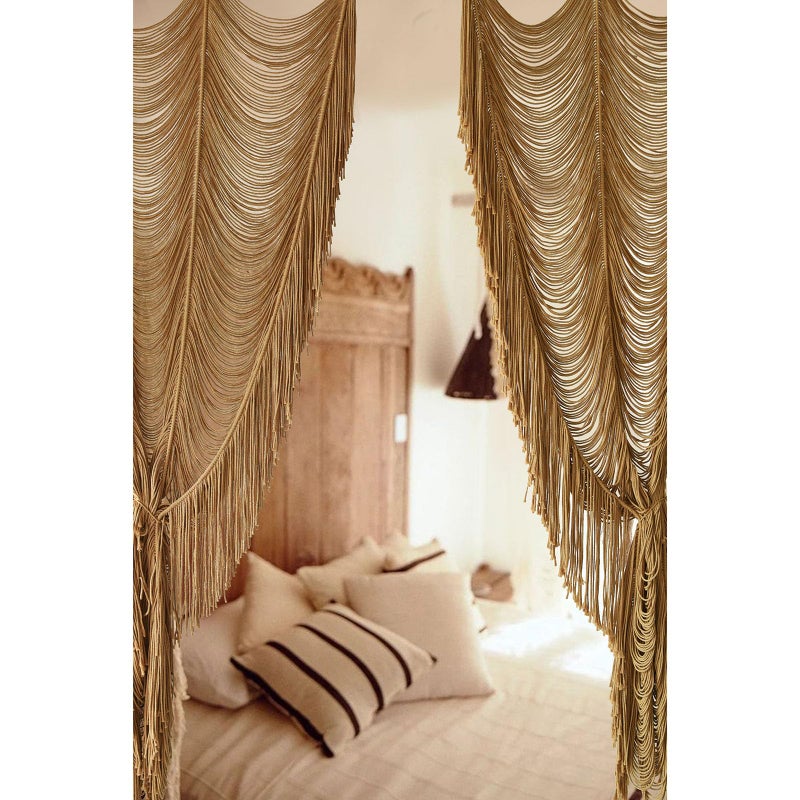 Flber Macrame Curtain Boho Curtain Room Divider Doorway Wall Decor Fiber Yarn Art Craftsmanship Bedroom Wedding Backdrop 41" W x 75" Lï¼ˆ1 Panel - Image 4