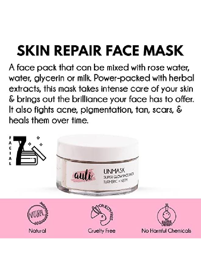 AULI LIFESTYLE Auli Unmask Neem and Turmeric Face Pack for preventing acne for all skin types helps repair skin damage 35GM - Image 3