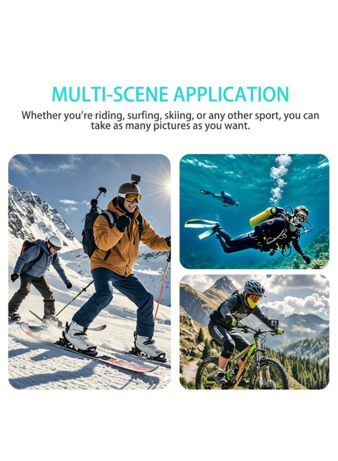 general Helmet camera, compact camera, 360-degree panoramic camera, 4K action camera, 1080P action camera (with waterproof housing), mini smart HD waterproof outdoor camera (black, with 32GB memory card). - Image 5