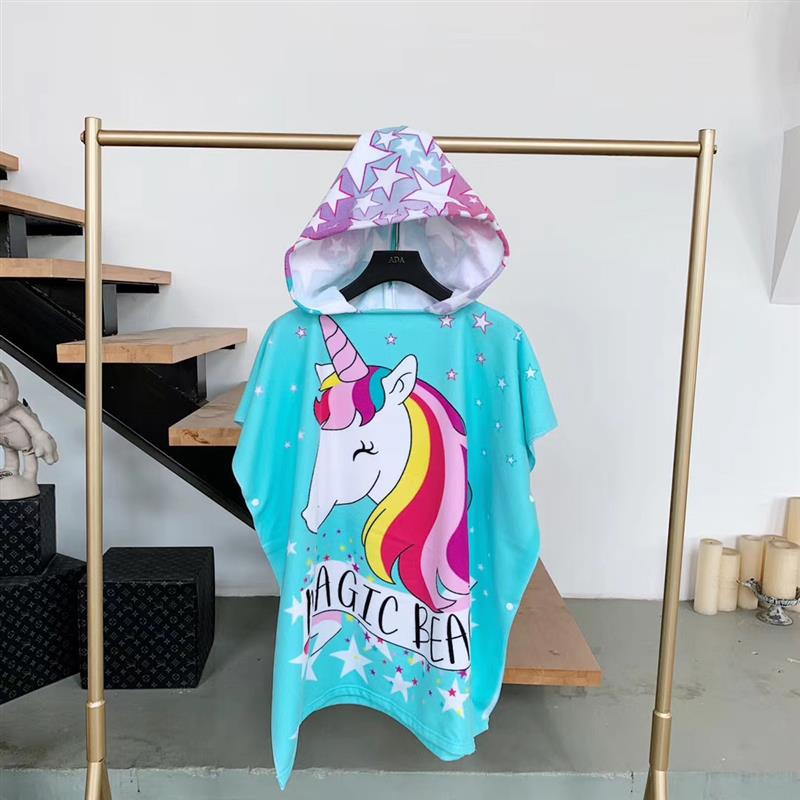 Kids Hooded Poncho Towel Quick-Dry Bathrobe Pony Polly 75*150cm (suitable for 1.0 m-1.5m wear) to send backpack 