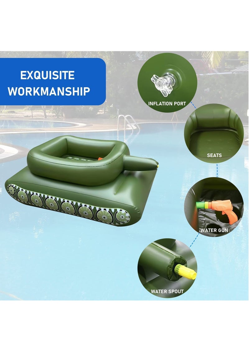 Arabest - Tank Inflatable for Pool Party Toys,Float Pool Floaties Tank Sprinkling Toy with Squirt Gun for Kids Adult,Float Tank Battle Rafts Inflatable Toy for Summer Pool Party Water Play Pool Games - Image 1