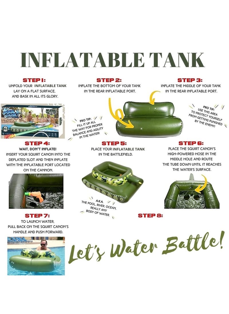 Arabest - Tank Inflatable for Pool Party Toys,Float Pool Floaties Tank Sprinkling Toy with Squirt Gun for Kids Adult,Float Tank Battle Rafts Inflatable Toy for Summer Pool Party Water Play Pool Games - Image 1