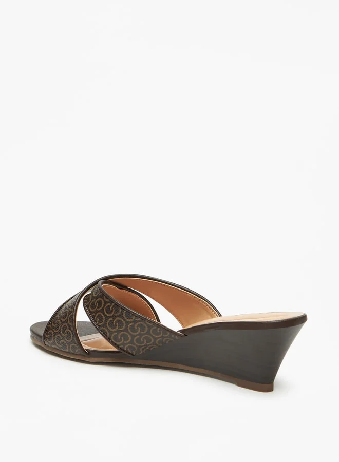 Celeste Women's Cross Strap Slip-On Sandals with Wedge Heels