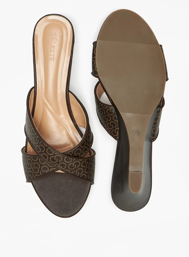 Celeste Women's Cross Strap Slip-On Sandals with Wedge Heels