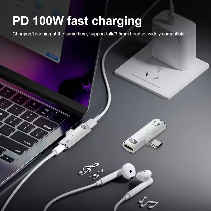 Grey USB C to 3 5mm Female Audio Adapter with PD100W Fast Charging Amplifier Function - Image 4