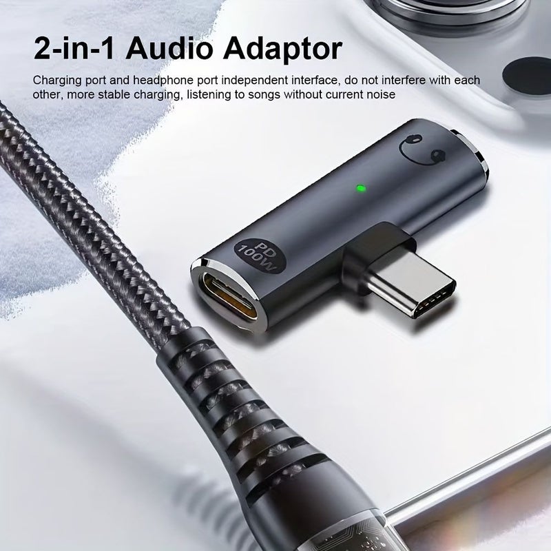 Grey USB C to 3 5mm Female Audio Adapter with PD100W Fast Charging Amplifier Function - Image 3