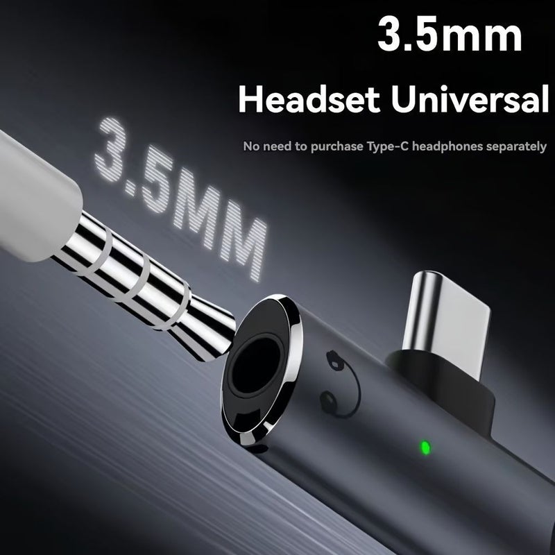 Grey USB C to 3 5mm Female Audio Adapter with PD100W Fast Charging Amplifier Function - Image 5