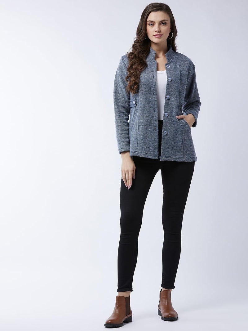 Pivl Women's Long Acrylic Blend Sweater for Winter_Grey_2XL||Winterwear|| - Image 3