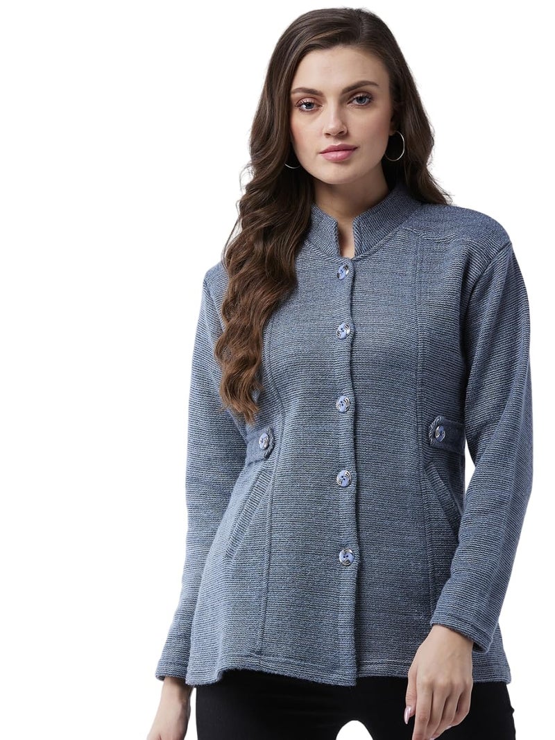 Pivl Women's Long Acrylic Blend Sweater for Winter_Grey_2XL||Winterwear|| - Image 2