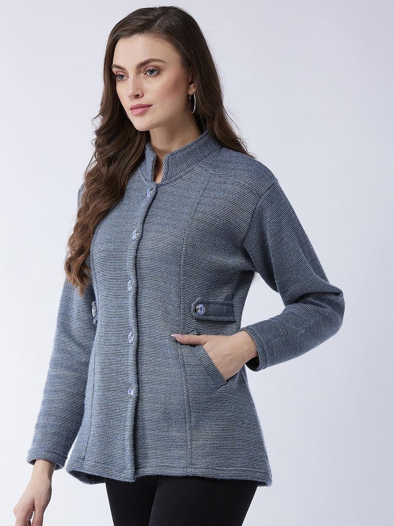 Pivl Women's Long Acrylic Blend Sweater for Winter_Grey_2XL||Winterwear|| - Image 4