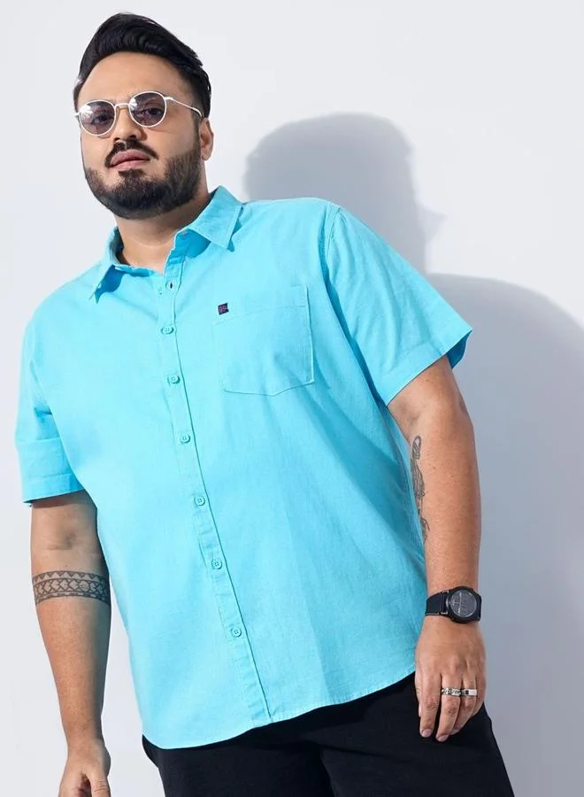 Take Two Plus Men Turquoise Regular Fit Casual Shirt By HardSoda