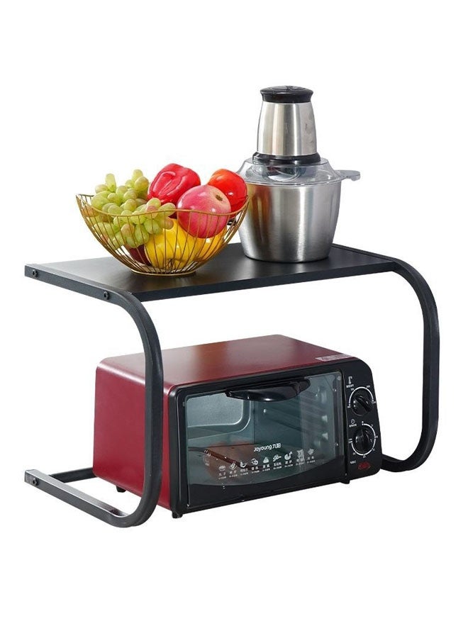 Hanayo رف ميكروويف معدني حامل مطبخ منظم سطح الطاولة على شكل U متعدد الوظائف لتخزين المطبخ لرف تخزين المنزل لصانعة القهوة وخلاط المزيج (أسود) - Image 2
