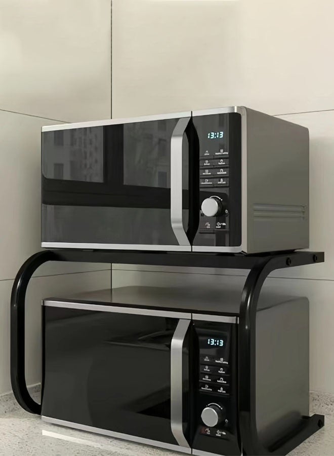 Hanayo رف ميكروويف معدني حامل مطبخ منظم سطح الطاولة على شكل U متعدد الوظائف لتخزين المطبخ لرف تخزين المنزل لصانعة القهوة وخلاط المزيج (أسود) - Image 4