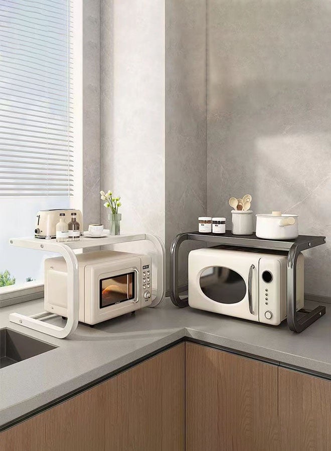 Hanayo رف ميكروويف معدني حامل مطبخ منظم سطح الطاولة على شكل U متعدد الوظائف لتخزين المطبخ لرف تخزين المنزل لصانعة القهوة وخلاط المزيج (أسود) - Image 5