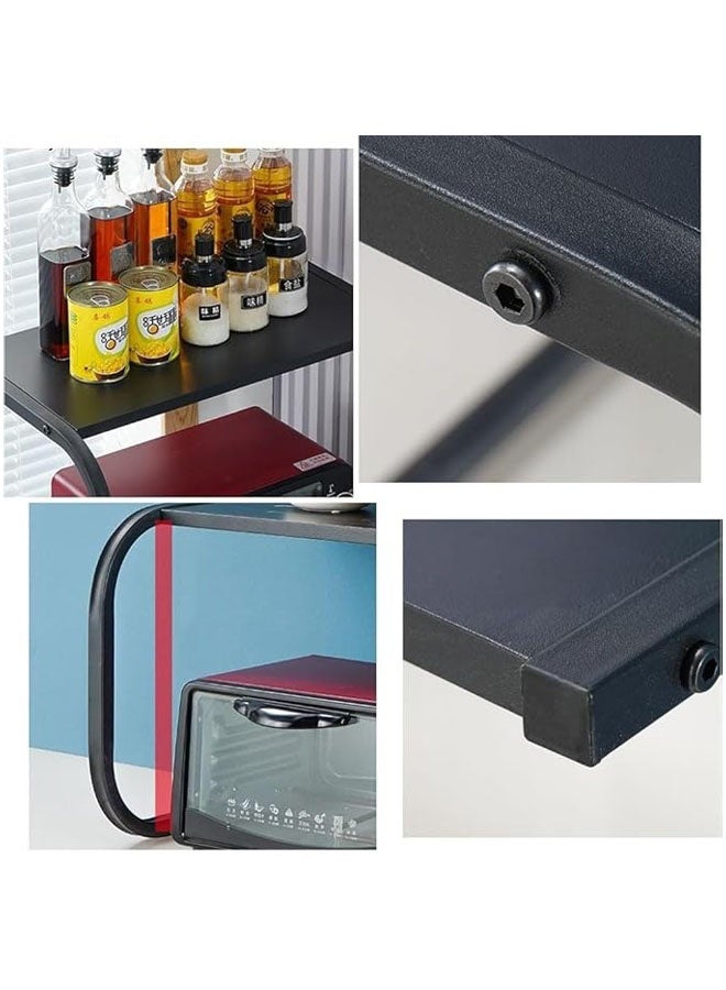 Hanayo رف ميكروويف معدني حامل مطبخ منظم سطح الطاولة على شكل U متعدد الوظائف لتخزين المطبخ لرف تخزين المنزل لصانعة القهوة وخلاط المزيج (أسود) - Image 3