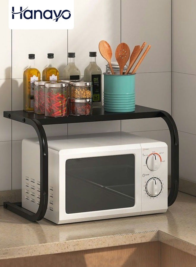 Hanayo رف ميكروويف معدني حامل مطبخ منظم سطح الطاولة على شكل U متعدد الوظائف لتخزين المطبخ لرف تخزين المنزل لصانعة القهوة وخلاط المزيج (أسود) - Image 1