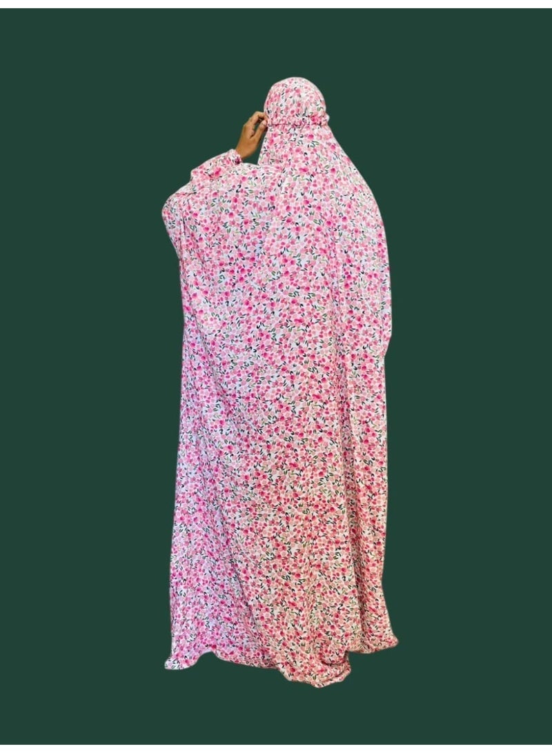 Women's Islamic Prayer Dress, Free Size Jilbab Abaya Set, Modest Prayer Outfit for Muslim Women, Umrah & Ramadan Essentials, Sleeve and Head Elastic, Printed Cloth - Image 4