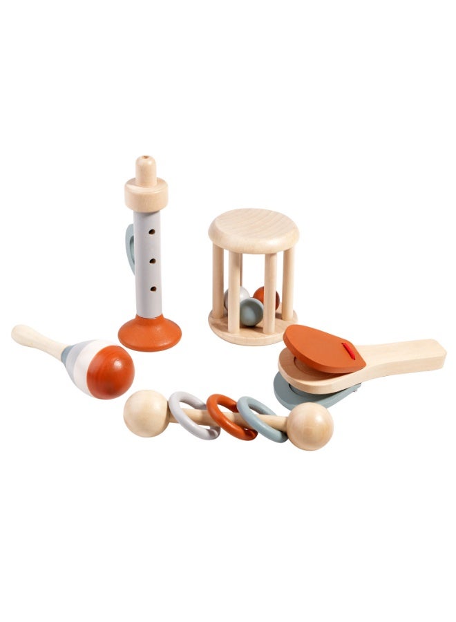 فتيرلي مجموعة 5 قطعة خشبية للطفل الراتل ، لعبة الموسيقى الرضع ، لعبة التنمية الحسية للتعليم المبكر للأطفال الصغار - Image 1