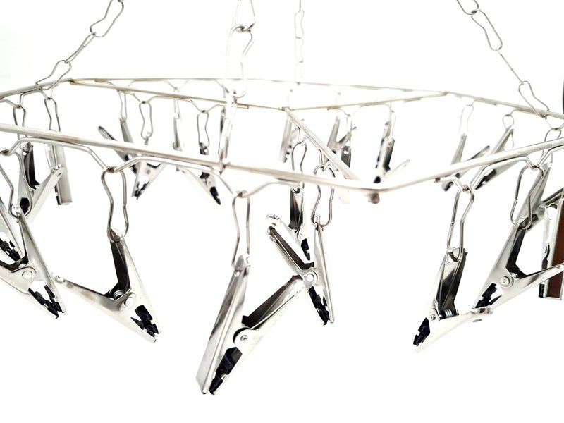 AMENSHREE - 27 Clips Stainless Steel Hexagon Cloth Dryer/Clothes Drying Stand/Hanger with Clips (Clothes Peg) (27 Clips (Hexagon) - Image 4