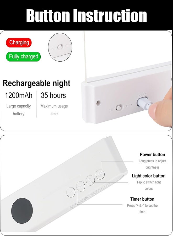 Bonanzarh LED Book Light and Night Light 2 in 1, 3 Color Temperatures & Stepless Dimming, USB Rechargeable Reading Light Rechargeable LED Clear Full-Page Reading Light with Timer for Night Reading - Image 5
