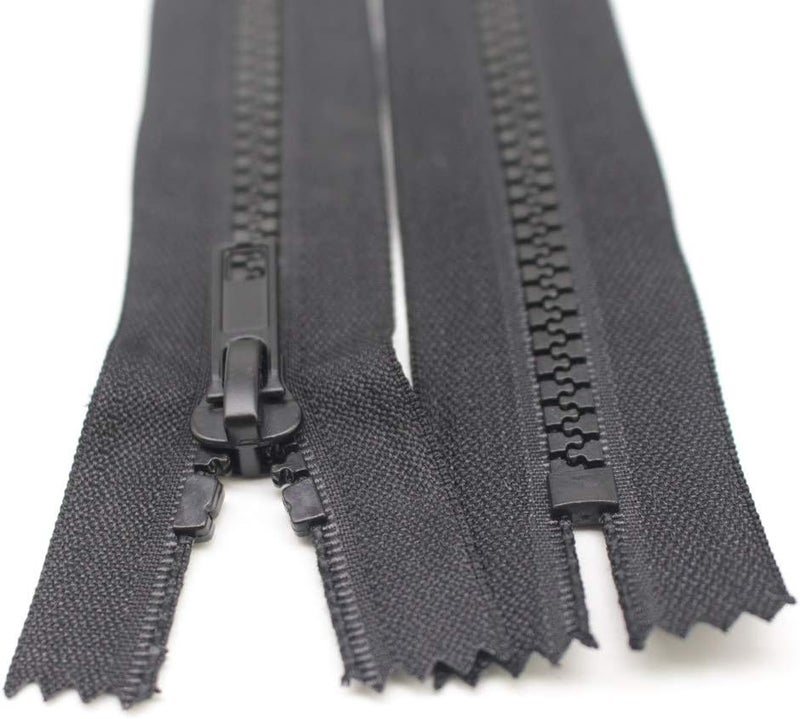 YaHoGa YaHoGa 2PCS 6 Inch 5 Close End Plastic Zippers Bulk Black Molded Resin Zippers for Sewing Clothes Purse Bags Crafts CE 6 2pcs  - Image 2